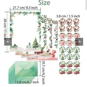 168Pcs Christmas Stationery Set 8.5x11 Letter Paper Envelopes Stickers Holiday